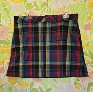 Vtg Colorful Plaid Mini Skort